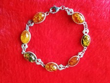 Bernsteinarmband Mehrfarbig, Silber 925, Nordsee Bernsteinhaus.