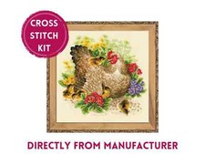 RIOLIS Gezähltes Kreuzstich-Set 1480 Henne - Vogel Mama & Baby Küken in der N...