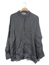 0039 ITALY Langarmhemd Damen Hemd Gr. DE 44 hellgrau-schwarz Casual-Look