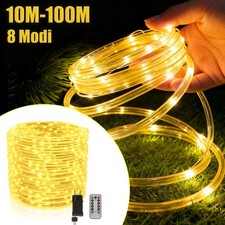 10M-100M Lichterschlauch LED Lichterkette Außen Beleuchtung Warmweiß Garten deko