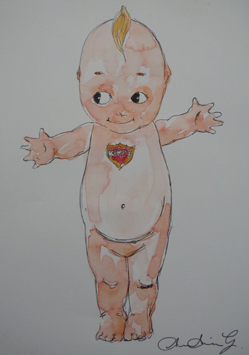 Kewpie puppe aquarellmalerei - kewpie,
