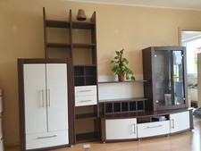 Segmüller Wohnwand weiß-dunkelbraun gebraucht modern