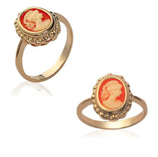 Ring Kamee Rot Und Vergoldet