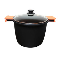 Topf, hoher Kochtopf, druckgegossenem Aluminium mit Deckel aus Glas, BRA,ø 28 cm