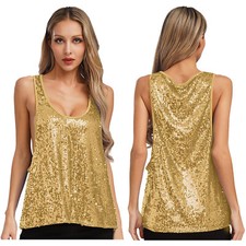 Damen Pailletten Top Ärmellos