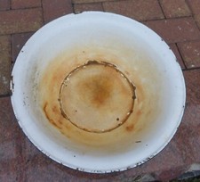 alte Emailschüssel Schüssel Email Wanne weiß rund dicht PFLANZSCHALE 2 Schwerter