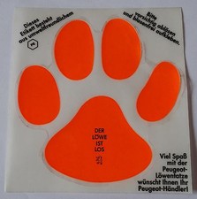 Werbe-Aufkleber Peugeot Tatze orange Der Löwe ist los