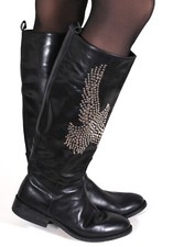 Damenstiefel Lederstiefel Leder Vintage Stiefel Antik Nieten Adler Tony Mora 39