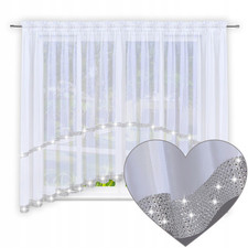 Gardine aus Voile Bogen Form mit 2 x Zirkonband Kinderzimmer 400x150 Faltenband