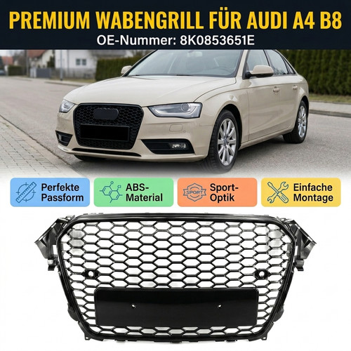 Schwarz glänz wabengrill - schwarz,