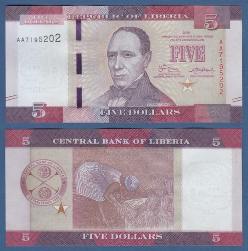 Liberia dollars 2016 unc - , 5