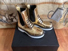 Dolce & Gabbana Damen Gold Luxus Leder  Stiefel  Schuhe Authentisch