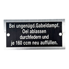 Typenschild Bezeichnung Gabel