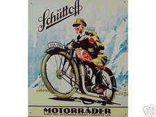 Retro Reklame Blechschild Oldtimer Motorrad Schüttoff Chemnitz  40x33cm