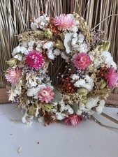 Romantikscheune Trockenblumen Kranz Sarah 20cm Tür Wand Tisch Kranz Blumen Rosa