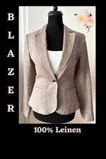 🌼 Elegante taubengraue Blazer-Jacke - 100% Leinen - H&M - XS/ 34