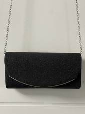 Handtasche Abendtasche Schwarz Glitzer Silber Clutch
