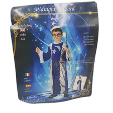 Merlin Zauberkostüm Kindergröße XL blau silber Karneval Halloween Verkleidung Ge