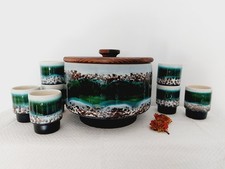 Dümler Breiden Bowle-Set 7 Becher + Bowle-Gefäss Polar Holzdeckel Mid-century  