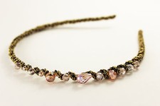 Haarreif Haarreifen Tiara Diadem Glasperlen Strass Faden/gold Haarschmuck A209