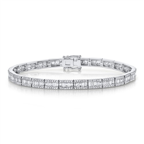 14k weißgold baguette - 14k, diamant
