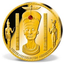 Königin Nofretete / Ägypten - 110 GRAMM - 70 MM - GIGANT MEDAILLE - VERGOLDET