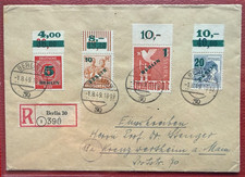 Berlin seltener  FDC Mi. 64 - 67 Oberrandstücke Grüner Aufdruck "Berlin" UNIKAT