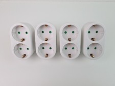 4 Stück Doppelstecker 2 Fach Stecker Adapterstecker für 2 Schuko Stecker weiß 