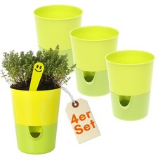 4x Kräutertopf Selbstbewässernd Topf Küche Basilikum Blumen Grün 11 cm