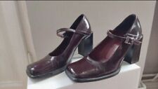 Heels Pumps Riemchen y2k 90s Bordeaux Rot Lack Square Toe Damen Größe 28