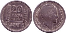 Algerien 20 Franken 1956 Französische Kolonie