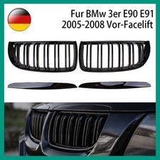 Nieren Grill SCHWARZ Kühlergrill Doppelsteg Für 2004 2005-2008 BMW 3er E90 E91