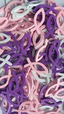 40Holzfische Weiß, Lila, Rosa Streudeko, Tischdeko Taufe, Kommunion,Konfirmation
