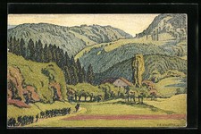 Künstler-AK Ernst E. Schlatter: Fontenais, Vallée du Jura 1921 