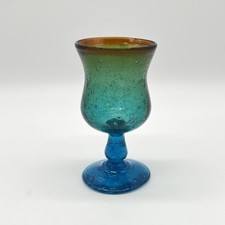 Vintage Glas Schaumglas mundgeblasen Unikat Likörglas blau Glaskunst Murano Stil