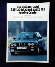 BMW 3er E 30, Farben und Polster Prospekt 1.1988 M3, Cabrio, Touring, 316 - 325e