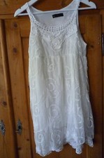 Strand Sommer Spitzen Kleid weiß Gatsby bestickt Perlen 1920er Hochzeit S M 38