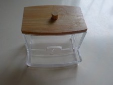 Wattestäbchen Ohrenstäbchen Spender Behälter Aufbewahrungs-Box mit Bambus-Deckel