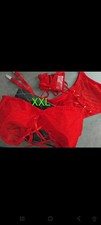 Neu, Italy Dessous-Set / BH-Set mit String-Tanga, in sexy rot, Gr.XL und Stay-Up