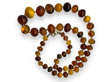 Bernstein Perlen Kette,   59 cm poliert ,  37 g