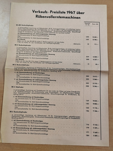 Schmotzer preisliste 1967 - preisliste,
