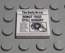 Lego FLiese - Kachel 2x2 Weiss mit Dekor Zeitung