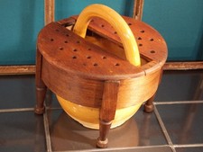 antiker Fußwärmer Fuß hocker bänkchen bank Frankreich um 1850 Ton Holz Rarität