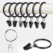 30 Stück Gardinenringe mit Klammern Haken Vorhangringe für Gardinenstangen Ø25mm