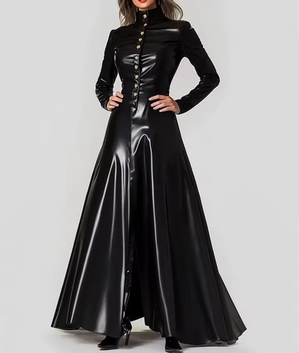Pvc kunstleder maxi kleid - pu/pvc,