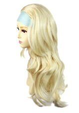 Blassblonde lange geschichtete gewellte Enden 3/4 Perücke Herbst Haarteil Haarteil WIPERÜCKEN UK