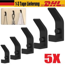 5x Kleiderhaken eckig schwarz Haken Wandhaken Einzelhaken Garderobe Metall Wand