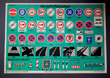 Um 1970: Fahrschul Lehrtafel 60 x 86 cm „Vorschriftszeichen“ Werner Degener Vlg.