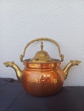 Antik Kupfer Und Messing Von Hand Gehämmerter Kessel mit Messing Firguren reich