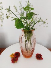 Rosalin Vase rosa Pressglas  18 cm Glasvase Pink Shabby Style Nostalgisch 50er